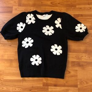 Black Sweater with White Floral Pattern